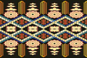 Abstract ethnic aztec geometric pattern design for background.Ethnic ikat geometric pattern for vibrant color.Colorful geometric embroidery for textiles,fabric,clothing,background,batik,knitwear vector