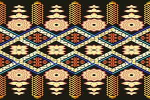 Abstract ethnic aztec geometric pattern design for background.Ethnic ikat geometric pattern for vibrant color.Colorful geometric embroidery for textiles,fabric,clothing,background,batik,knitwear vector