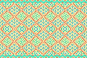 Aztec geometric pattern for vibrant color.Damask style pattern for textile and decoration.Ethnic abstract ikat.Seamless pattern in tribal.Native aztec boho vector design.