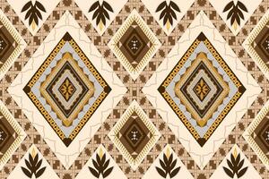 Aztec geometric pattern for vibrant color.Damask style pattern for textile and decoration.Ethnic abstract ikat.Seamless pattern in tribal.Native aztec boho vector design.