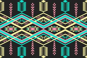 Aztec geometric pattern for vibrant color.Damask style pattern for textile and decoration.Ethnic abstract ikat.Seamless pattern in tribal.Native aztec boho vector design.