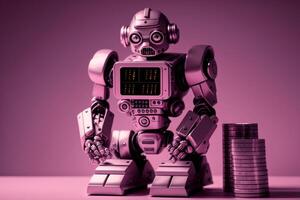 Future business 3d technology robot and stock chart traders, stock chart analysis to beat the market. . photo