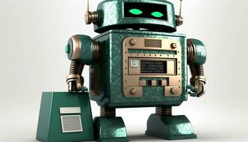 Bank and robot icons on graph chart background. Generative AI. photo