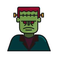 frankenstein icono, halloween, personaje, avatar, aislado en blanco. vector