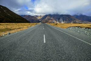 road to aoraki - mt.cook national park new zealand photo