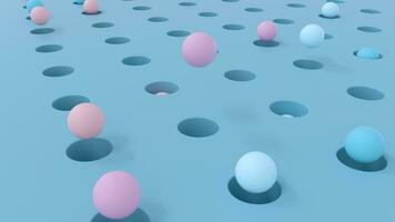 Seamless loop of an array balls jumping. Isometric perspective. Precision concept. photo