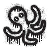 Octopus graffiti art with black spray paint vector