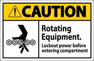 Caution First Sign, Rotating Equipment, Lockout Power Before Entering Compartment vector