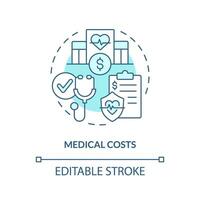 2D editable medical costs thin line icon concept, isolated vector, blue illustration representing product liability. vector