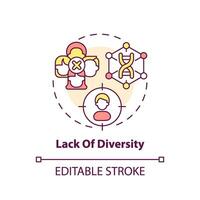 Lack of diversity concept icon. Providing research in limited population group. Precision medicine challenge abstract idea thin line illustration. Isolated outline drawing. Editable stroke vector