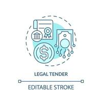 2D editable legal tender thin line icon concept, isolated vector, blue illustration representing digital currency. vector