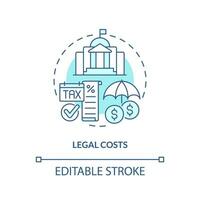 2d editable legal costos Delgado línea icono concepto, aislado vector, azul ilustración representando producto responsabilidad. vector