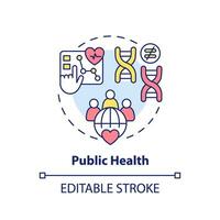 Public health concept icon. Improving healthcare service with genome studying. Application of precision medicine abstract idea thin line illustration. Isolated outline drawing. Editable stroke vector