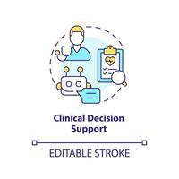 clínico decisión apoyo concepto icono. tecnología de tratamiento mejora. ai y ml en precisión medicina resumen idea Delgado línea ilustración. aislado contorno dibujo. editable carrera vector