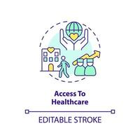 Access to healthcare concept icon. Providing medical service. Patient support. Social determinant of health abstract idea thin line illustration. Isolated outline drawing. Editable stroke vector