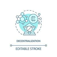 2D editable decentralization thin line icon concept, isolated vector, blue illustration representing digital currency. vector