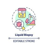 Liquid biopsy concept icon. Oncology diagnostic process. Precision medicine method. Technological advance abstract idea thin line illustration. Isolated outline drawing. Editable stroke vector