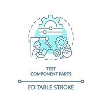 2D editable test component parts thin line icon concept, isolated vector, blue illustration representing product liability. vector