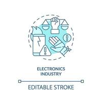 2D editable electronics industry thin line icon concept, isolated vector, blue illustration representing product liability. vector