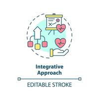 Integrative approach concept icon. Combined sources data. Collecting healthcare information. Precision medicine factor abstract idea thin line illustration. Isolated outline drawing. Editable stroke vector