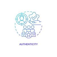 Authenticity blue gradient concept icon. Self expression. Safe environment. Community support. Social inclusion. Person identity abstract idea thin line illustration. Isolated outline drawing vector