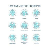 Law and justice blue concept icons set. Equity and fairness. Human rights protection idea thin line color illustrations. Isolated symbols. Editable stroke vector