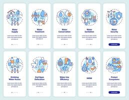 agua y saneamiento administración inducción móvil aplicación pantallas colocar. recorrido 5 5 pasos editable gráfico instrucciones con lineal conceptos. ui, ux, gui modelo vector