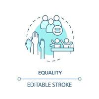 Equality blue concept icon. Equal rights and opportunities for all. Law, justice idea abstract idea thin line illustration. Isolated outline drawing. Editable stroke vector