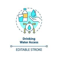 Drinking water access concept icon. Public health. Clean aqua and sanitation abstract idea thin line illustration. Isolated outline drawing. Editable stroke vector