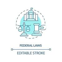 Federal laws blue concept icon. Governmental regulations. Law and legal issue abstract idea thin line illustration. Isolated outline drawing. Editable stroke vector