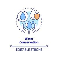 Water conservation concept icon. Hydrosphere protection. Liquid sources management abstract idea thin line illustration. Isolated outline drawing. Editable stroke vector