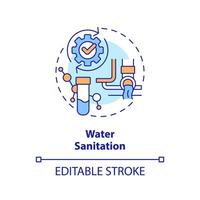 Water sanitation concept icon. Wastewater treatment. Liquid sources management abstract idea thin line illustration. Isolated outline drawing. Editable stroke vector