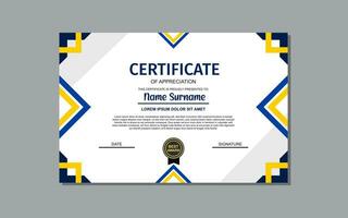 certificate template design in blue color. vector