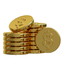 Gold coins with dollar icon png