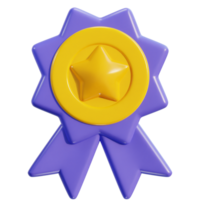 3d winner ribbon award medal with star icon png