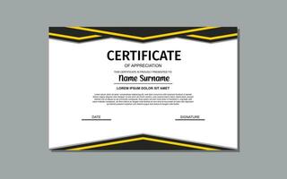 certificate template design in black color. vector