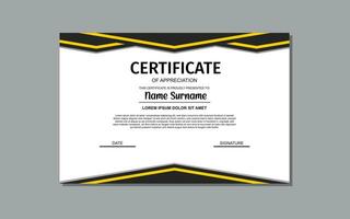 certificate template design in black color. vector