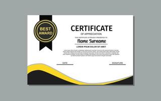 certificate template design in black color. vector