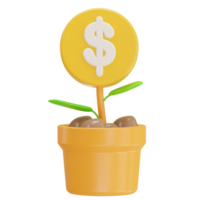 dollar coin stacks and plant saving money icon illustration png