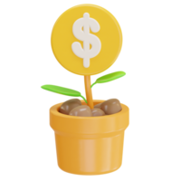 dollar coin stacks and plant saving money icon illustration png