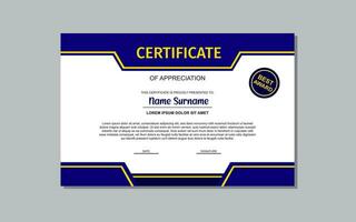 certificate template design with blue color and simple style vector