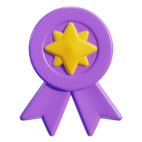 3d winner ribbon award medal with star icon png