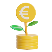 euro coin stacks and plant saving icon png