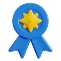 3d winner ribbon award medal with star icon png