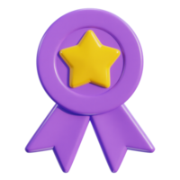 3d winner ribbon award medal with star icon png