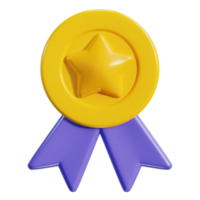 3d winner ribbon award medal with star icon png