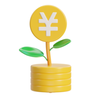 yen coin stacks and plant saving icon png