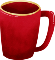 vattenfärg kaffe affär element med röd kaffe råna hand dra png