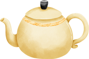 Watercolor Gold Stainless Steel Kettle Hand Draw png