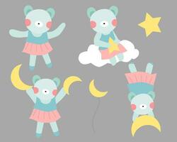 Hand Drawn Cute Bear Illustration Set vector